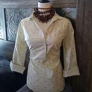 Lands' End Polka dot Top gold & cream